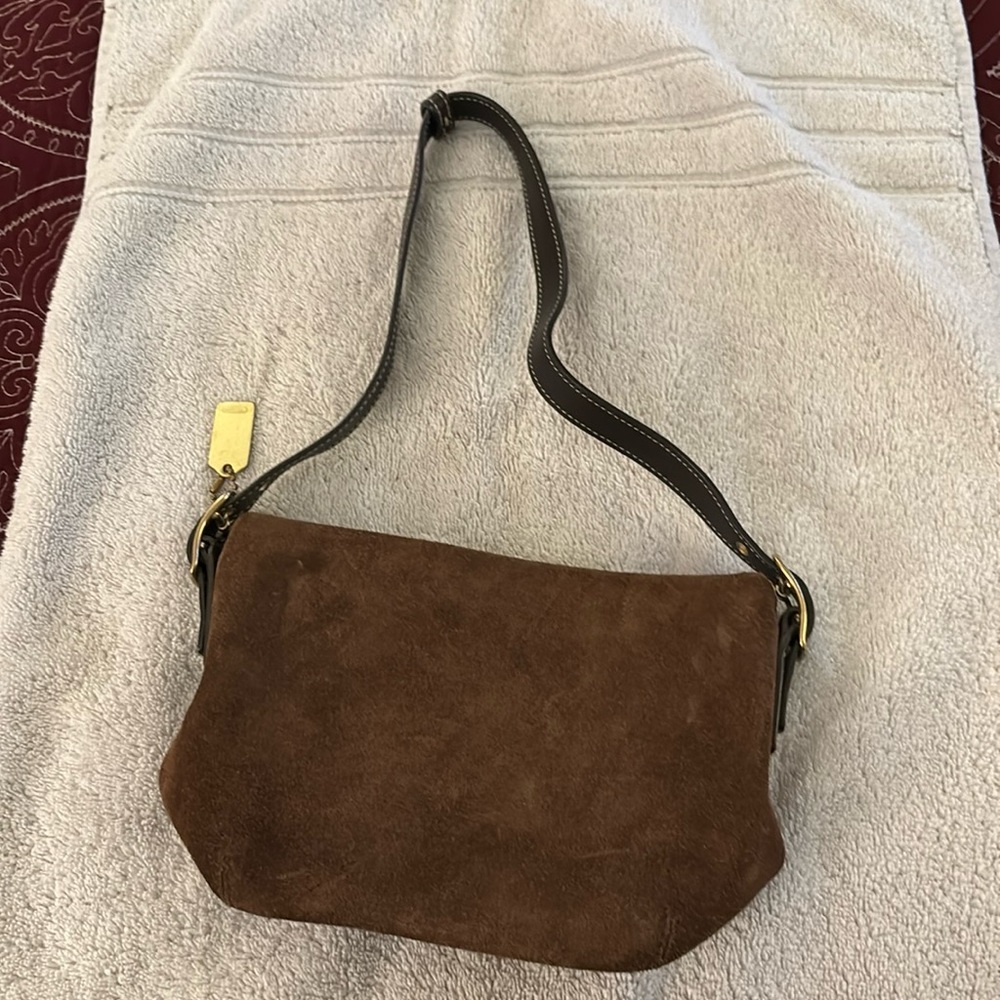 Coach brown suede mini purse